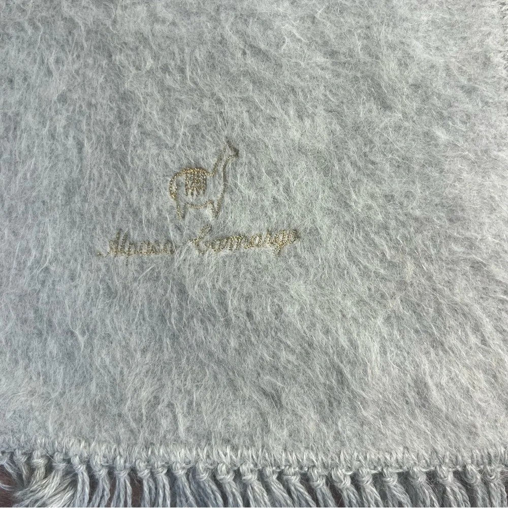 Alpaca Camargo Gray Fringed Scarf Light‎ Gray - Picture 2 of 5